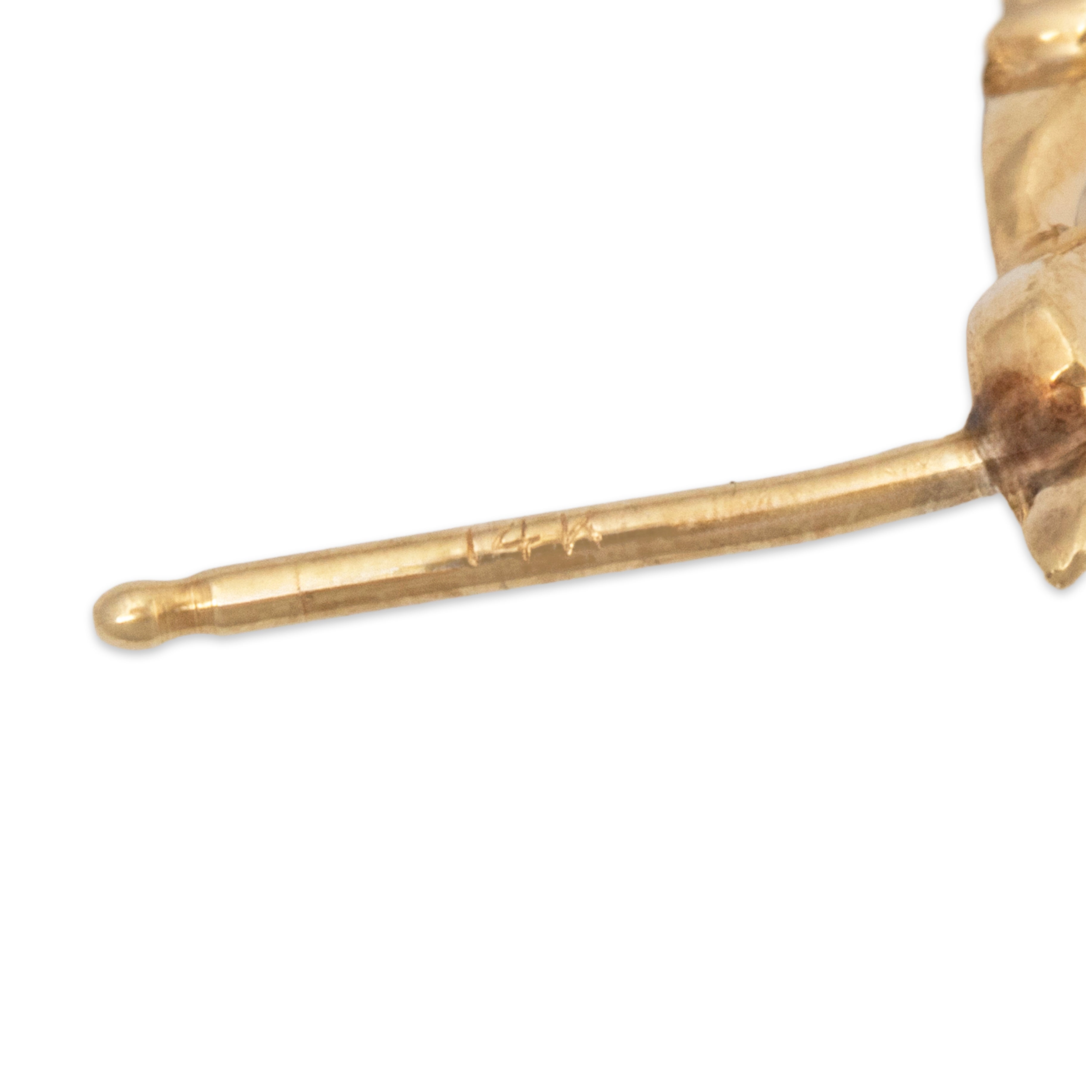 Vintage 14k Yellow Gold 0.312cttw Diamond Asymmetrical Modernist Stud Earrings、mySite、hinf8tx79