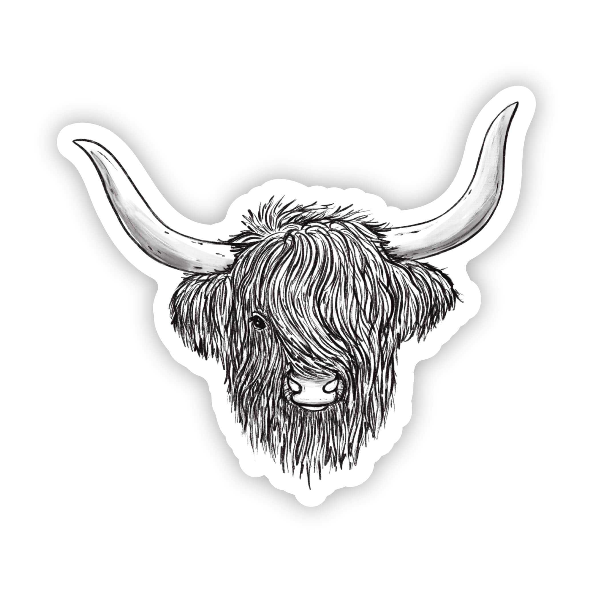  Highland Cow Black & White Sticker、mySite、ghnorth