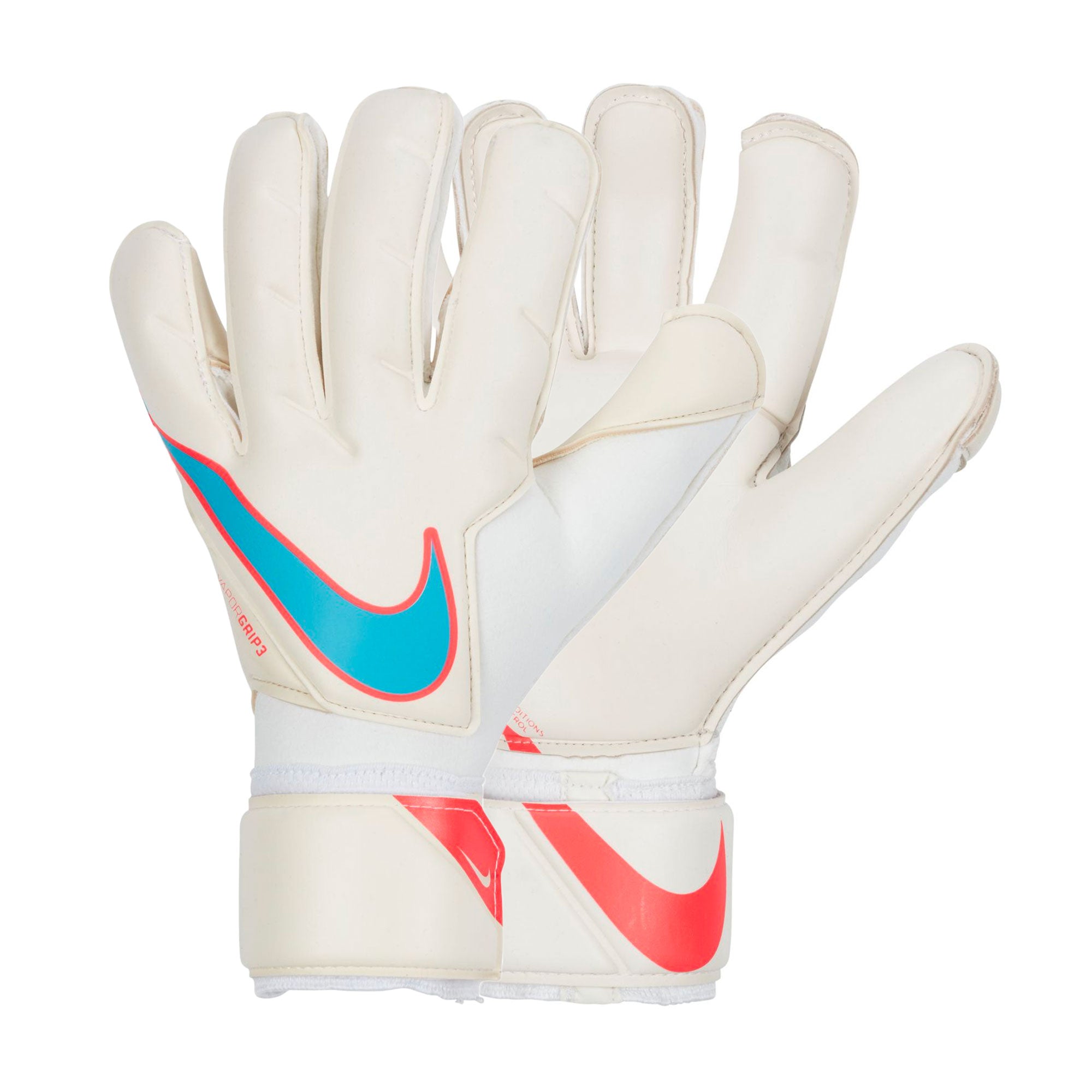 Nike Men's Vapor Grip 3 Goalkeeper Gloves White/Baltic Blue、mySite、noshort