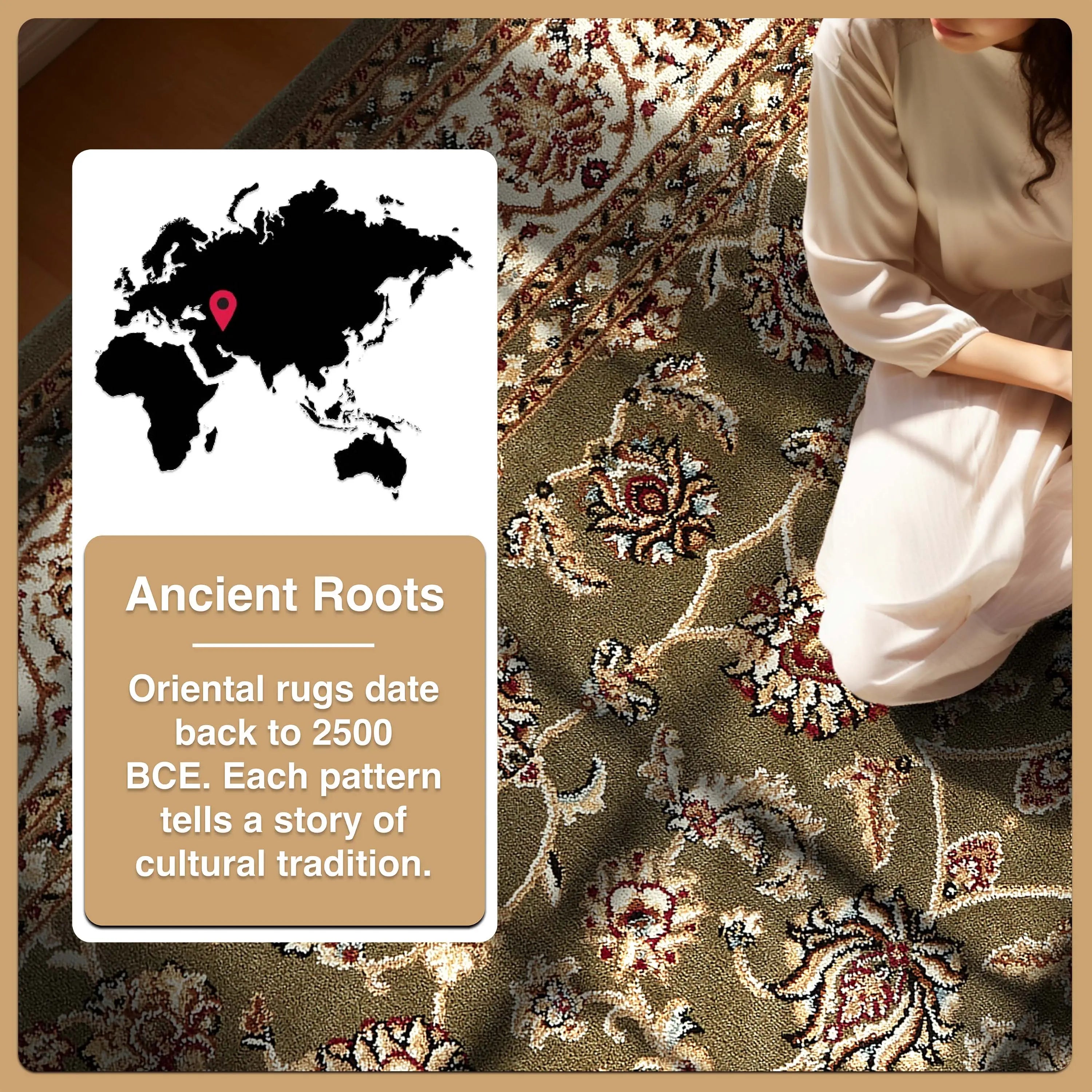 Sarouk Green Traditional Rug、mySite、gigharbornorthrealestate