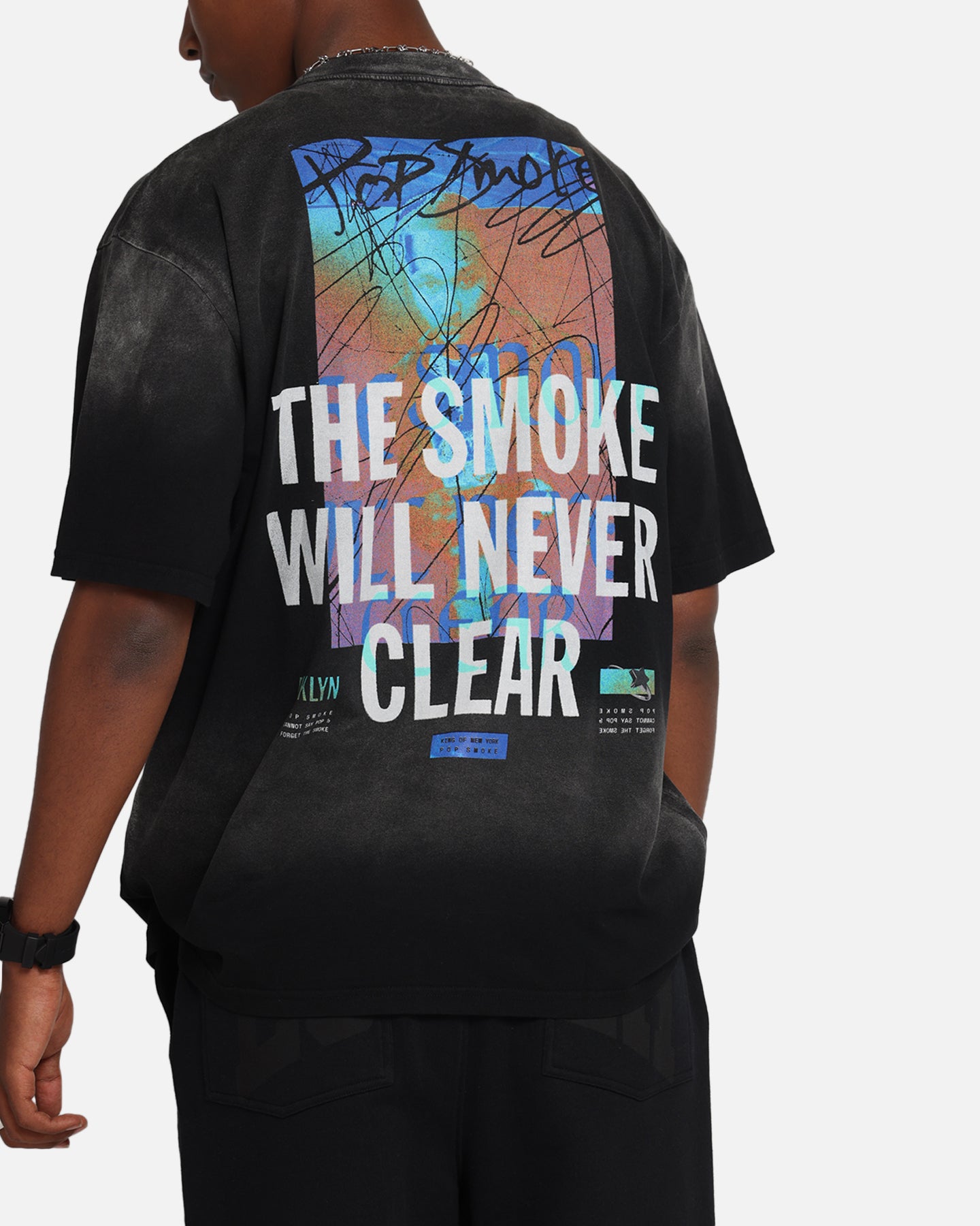 Pop Smoke Never Clear T-Shirt Black Wash、mySite、zt4zffjzw
