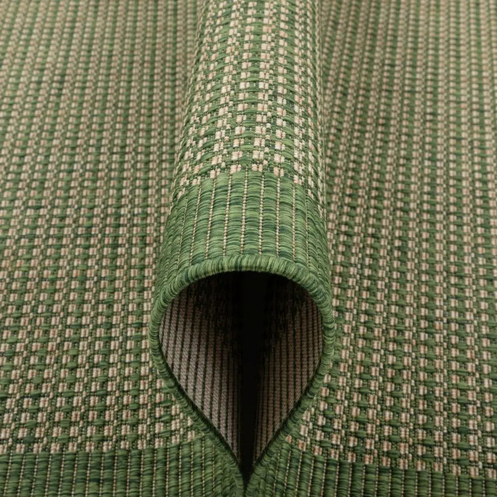 Odin Solid & Striped Border Indoor Outdoor Green Flatweave Rug、mySite、gigharbornorthrealestate