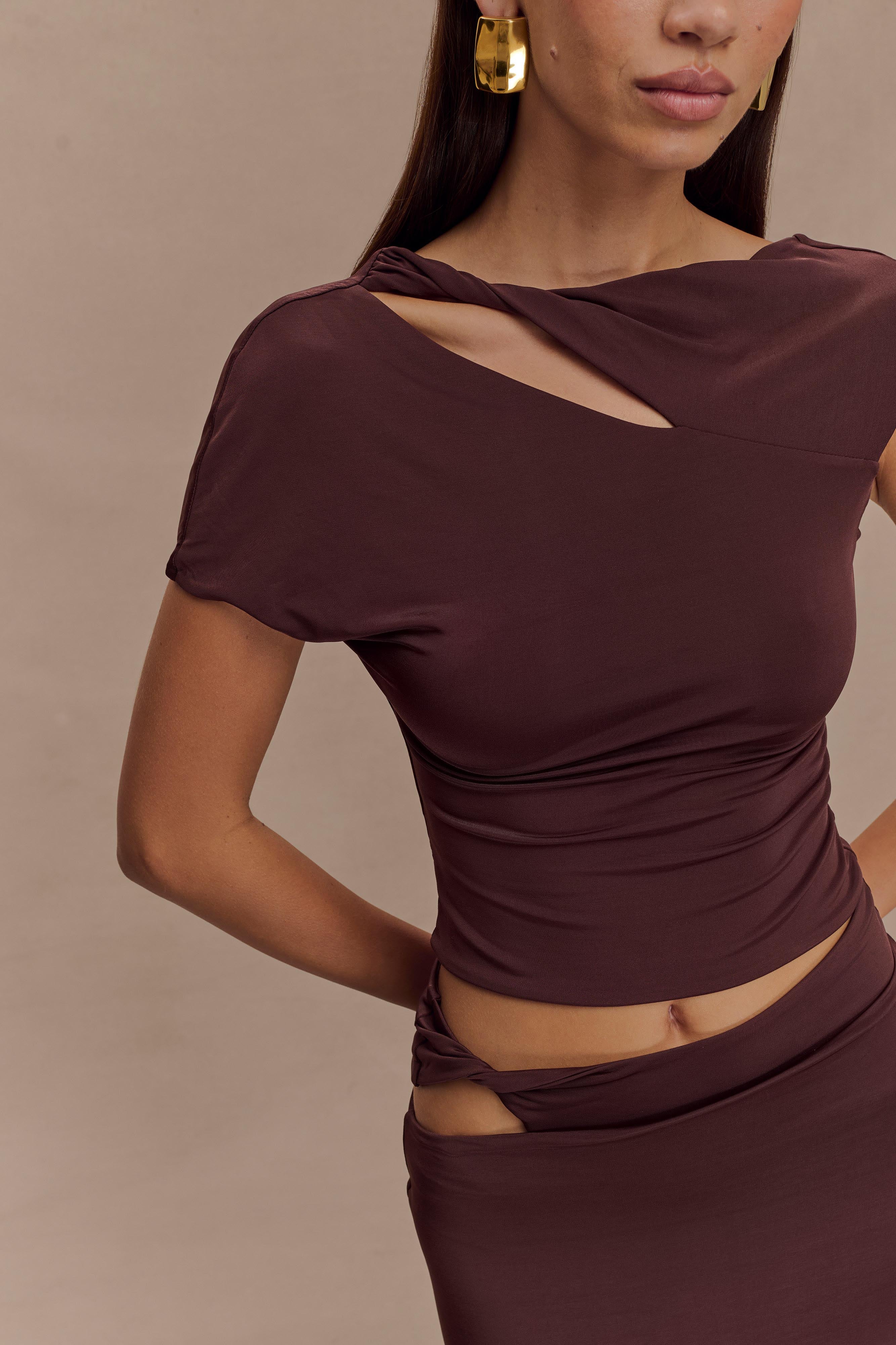 Haven Slinky Twist Top - Chocolate、mySite、solidvoid