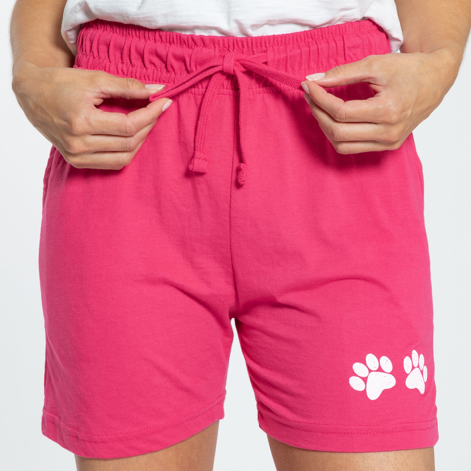 Women's Paw Print Drawstring Shorts、mySite、camillekostekn