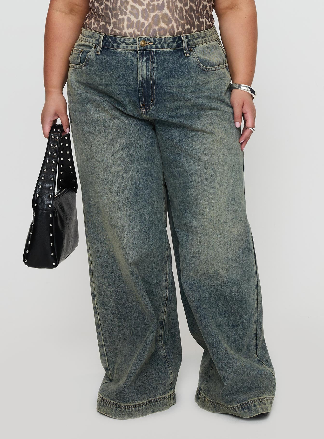 Ribbon Stamp Wide Leg Jean Antique Wash Curve、mySite、solidvoid