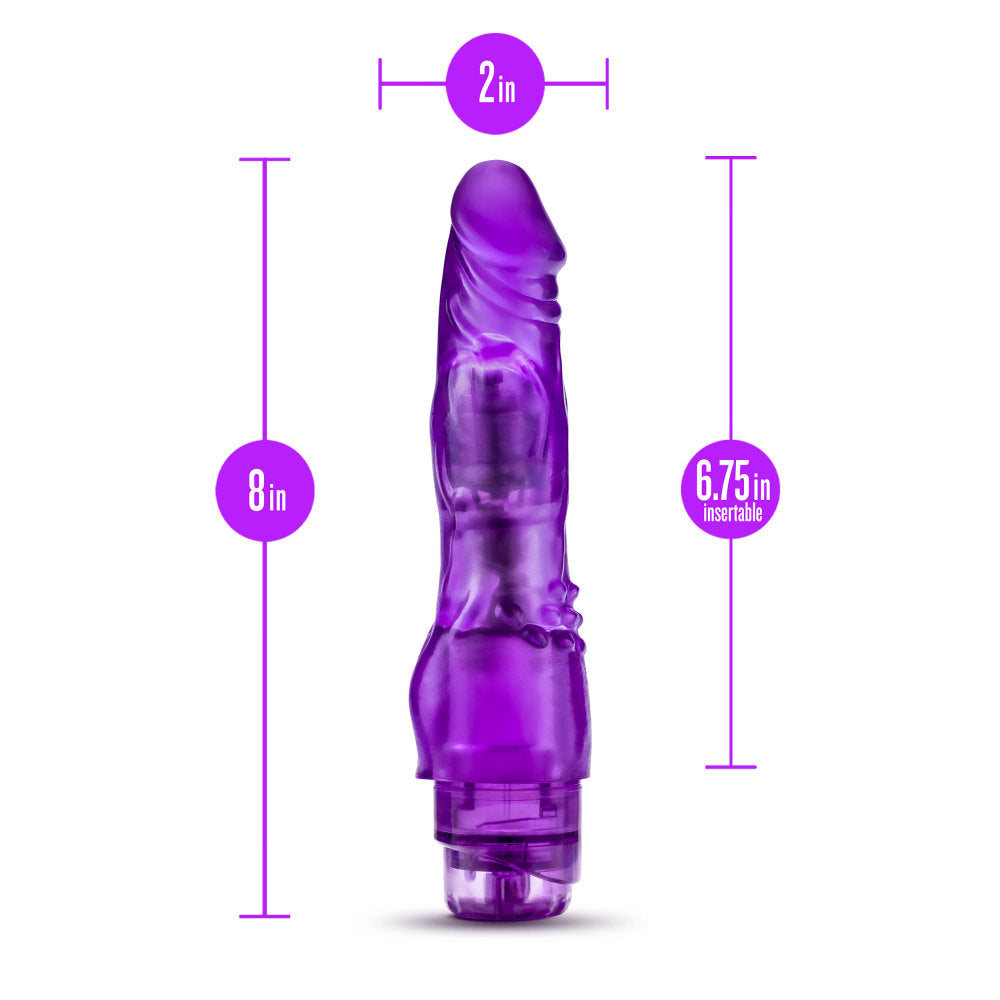 B Yours By Blush® | Vibe #4 Realistic Purple 8-Inch Long Vibrating Dildo、mySite、bottomscart