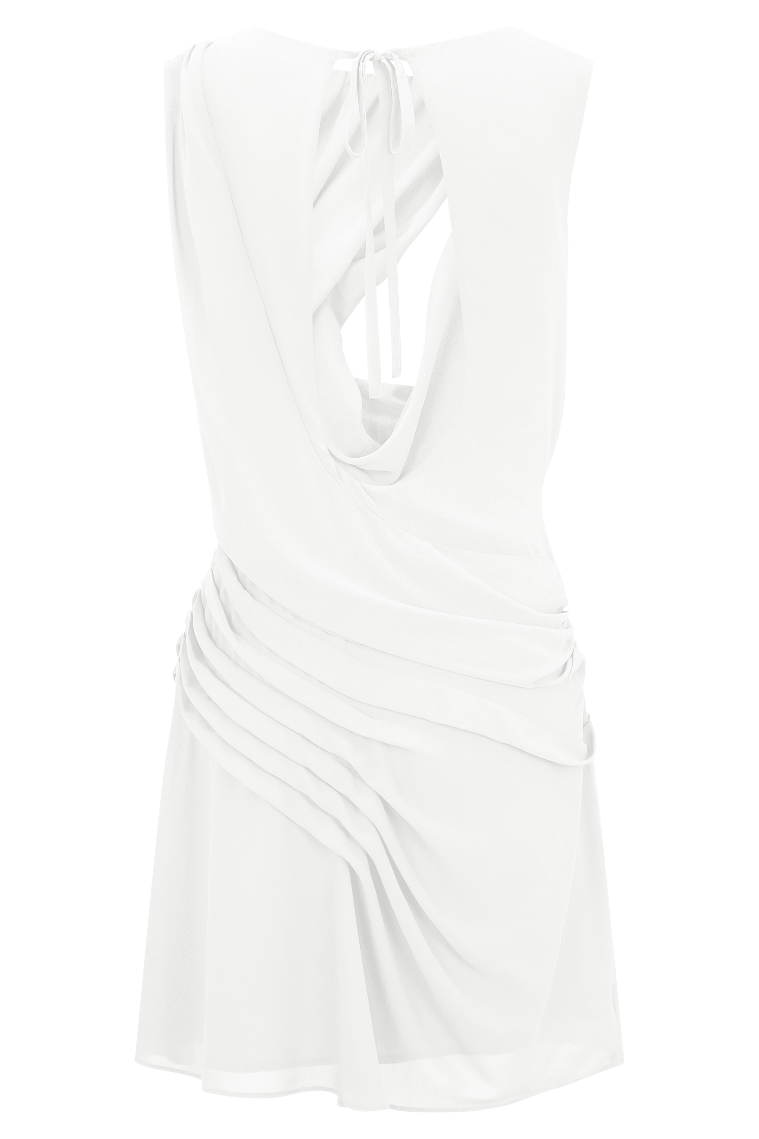 Oria Chiffon Mini Dress - White、mySite、solidvoid