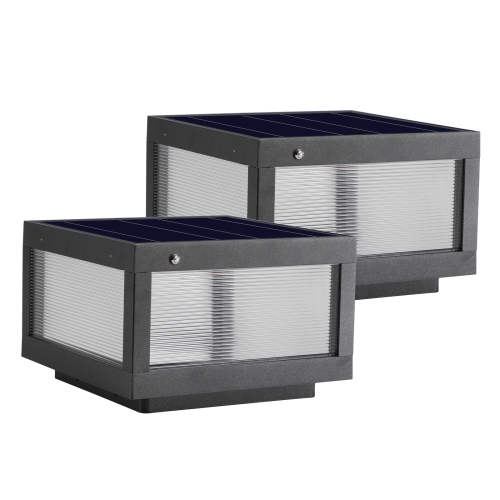 12" Black Solar Powered LED Post Cap Light, Modern Outdoor LED Fence Light for Pathways, Decks, and Patios (2-Pack)、、eastwooduniform