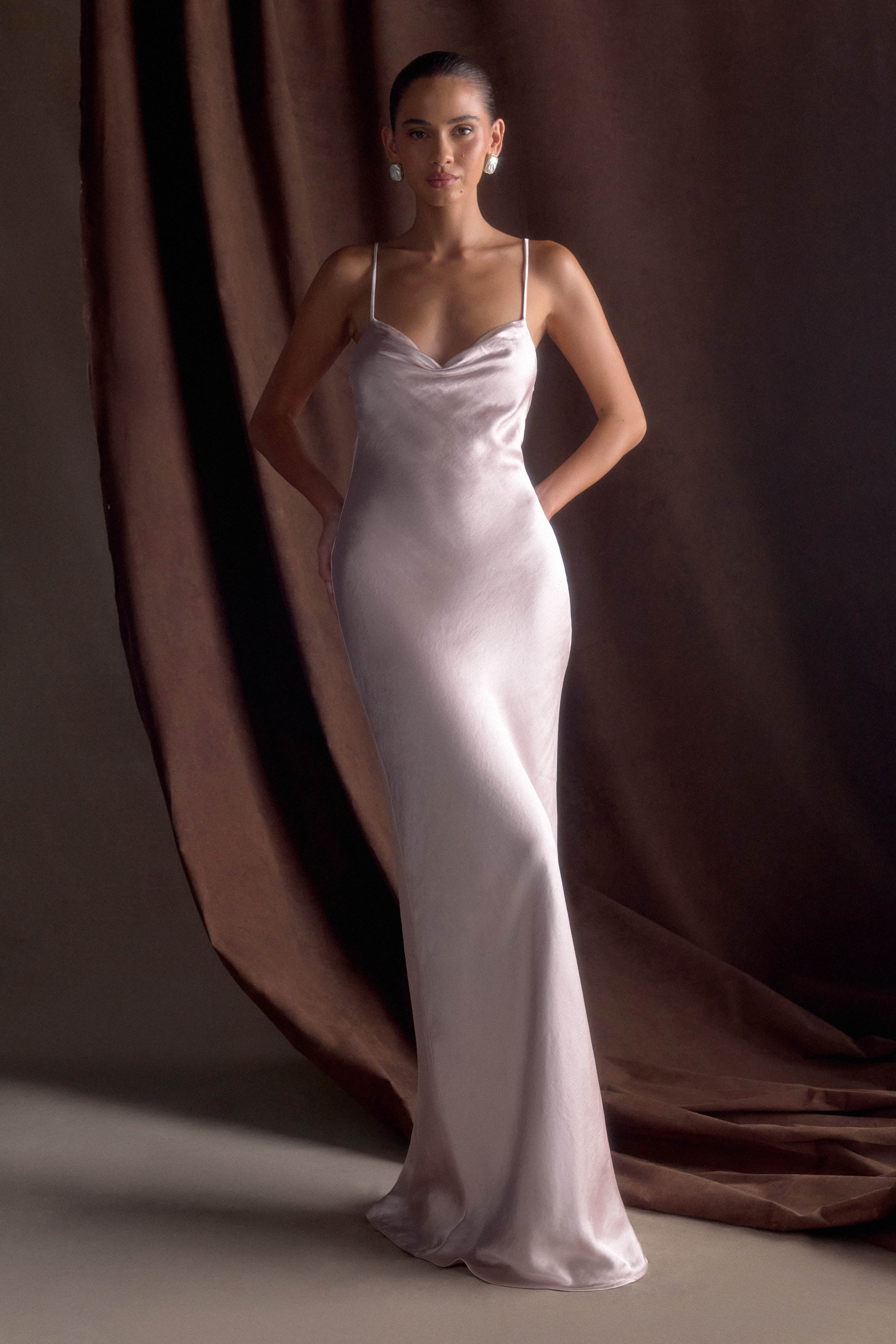 Lilly Sweetheart Satin Maxi Dress - Soft Pink、mySite、solidvoid