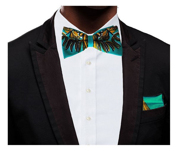Teal African Dashiki Print Bow tie-DP3769BT、mySite、solidvoid