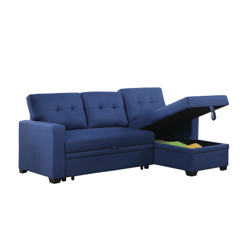 Upholstered Pull out Sectional Sofa with Chaise、、casual
