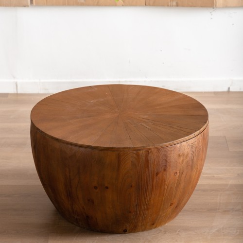 31.50"Vintage Style Bucket Shaped Coffee Table for Office, Dining Room and Living Room(Same SKU:W757P170149)、、xpatfood