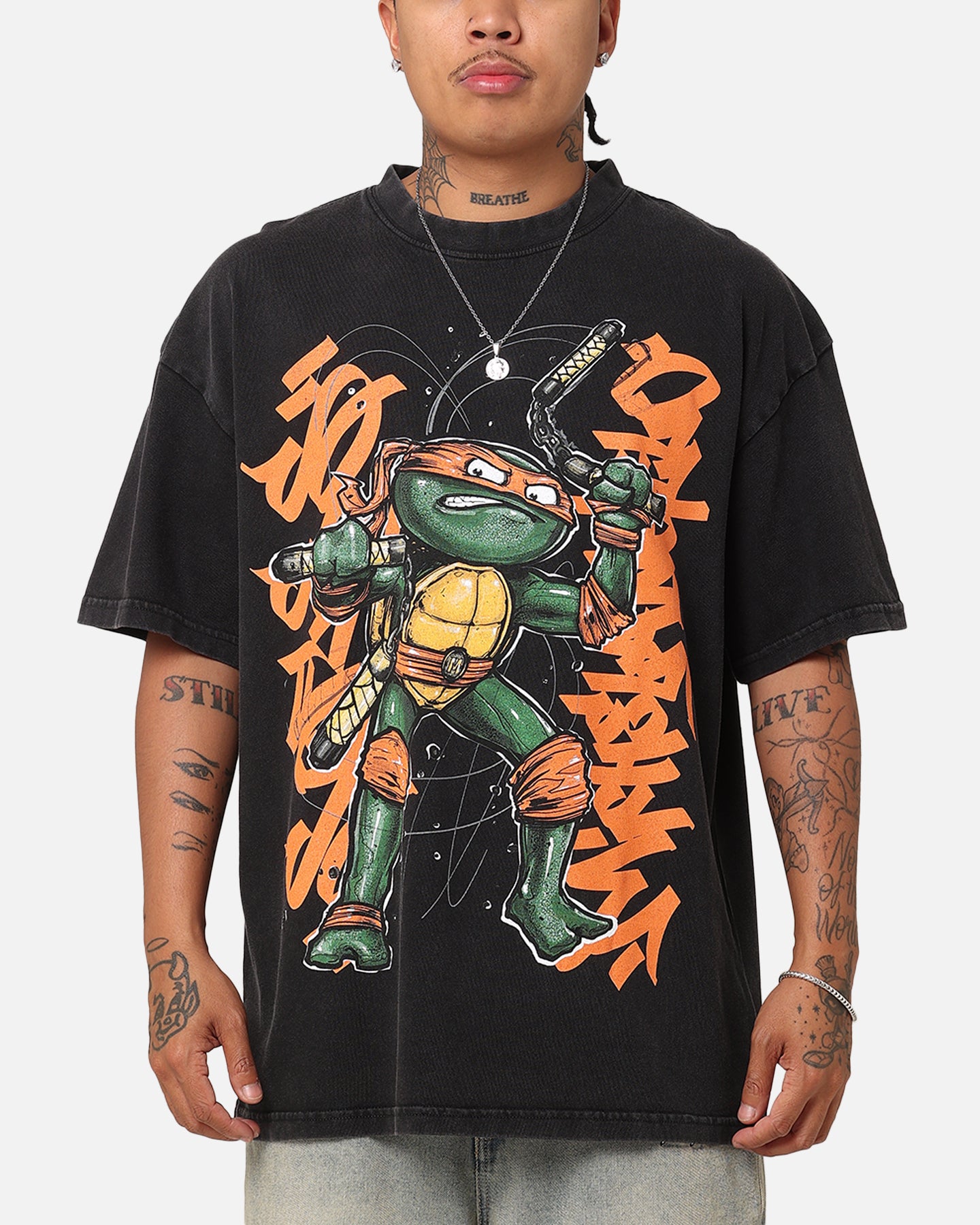 Goat Crew X Teenage Mutant Ninja Turtles Michelangelo X Sofles Vintage T-Shirt Black Acidwash、mySite、zt4zffjzw