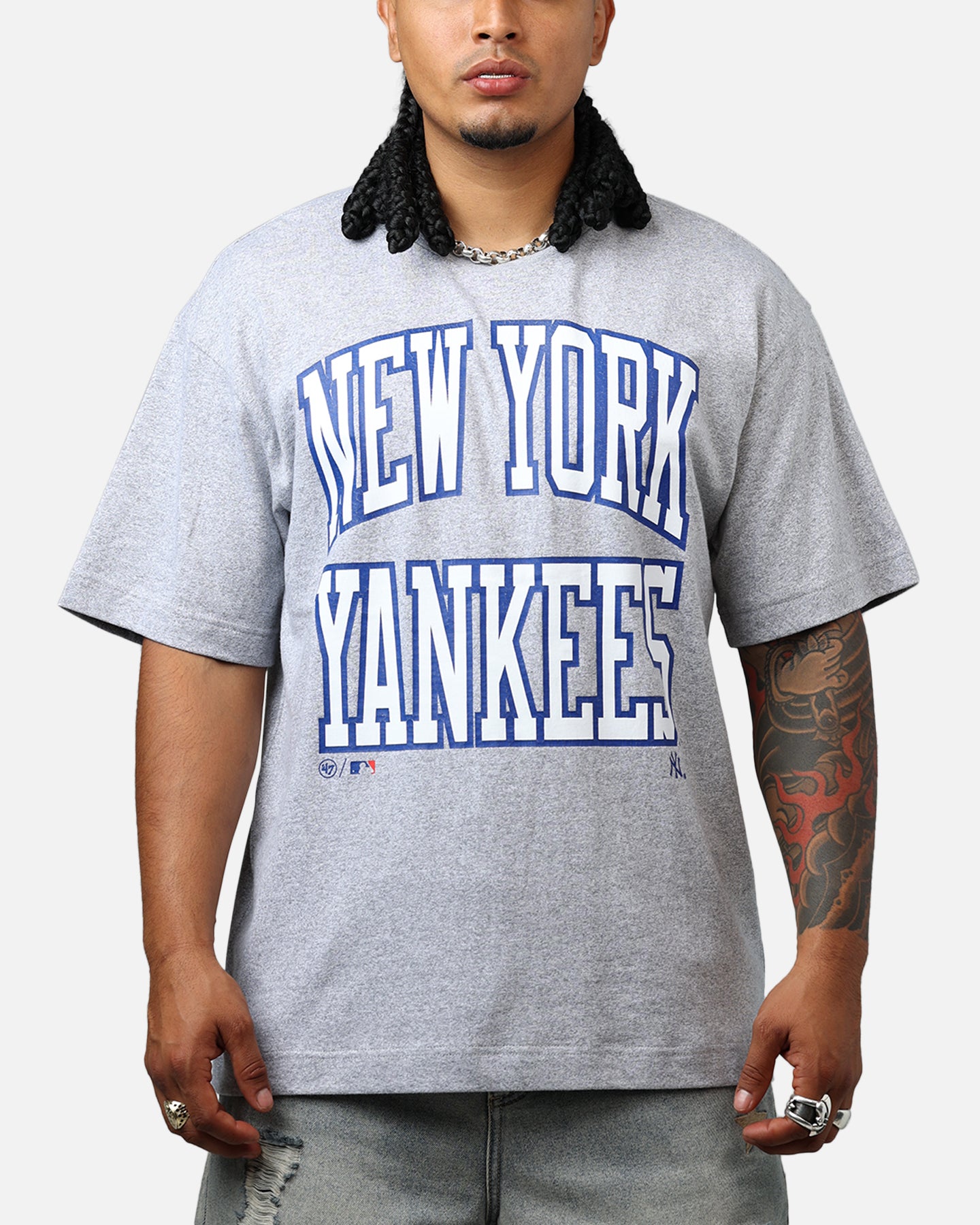 47 Brand New York Yankees Stack T-Shirt Grey、mySite、zt4zffjzw