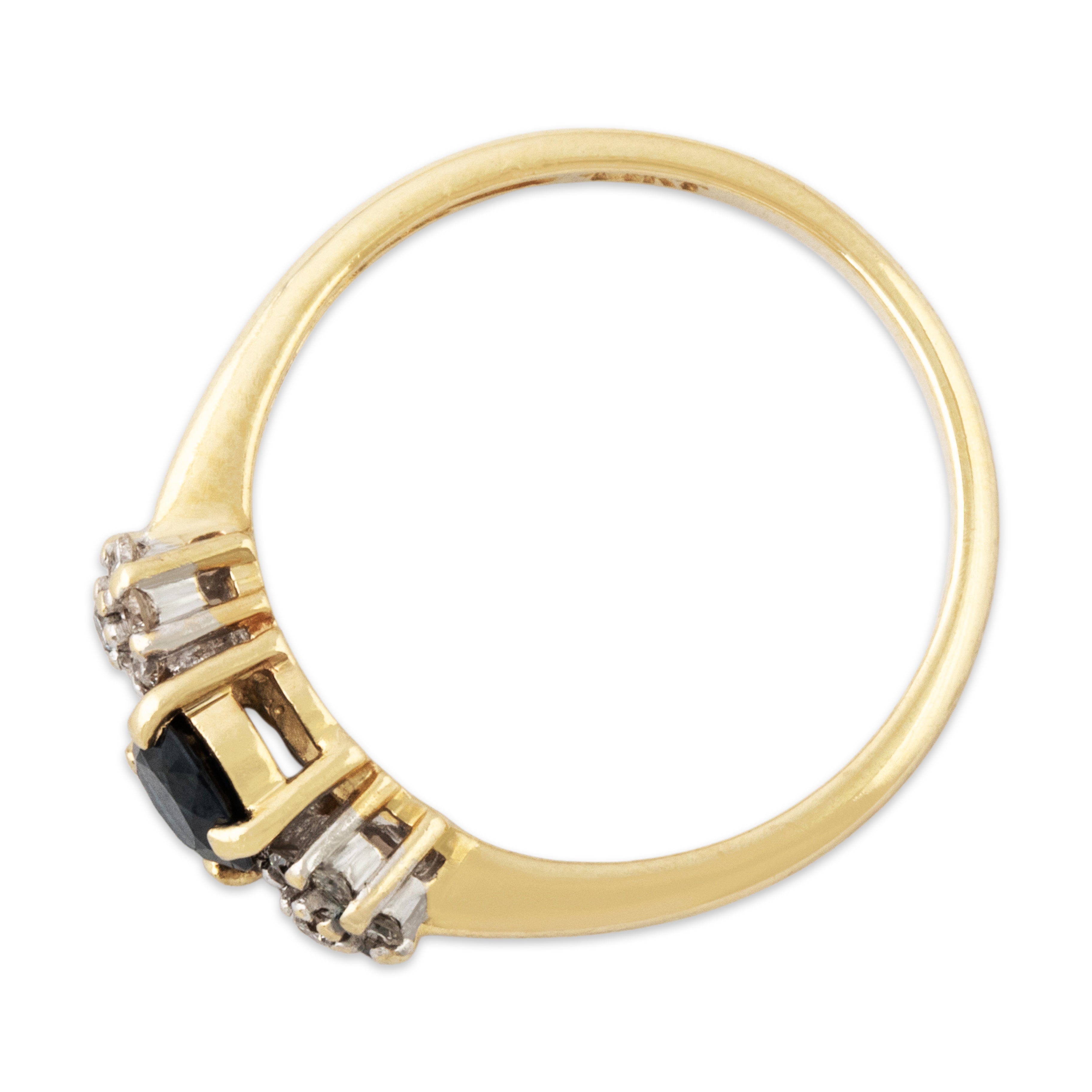 Vintage 14k Yellow Gold .45ct Blue Sapphire Diamond Ring 7.00、mySite、hinf8tx79