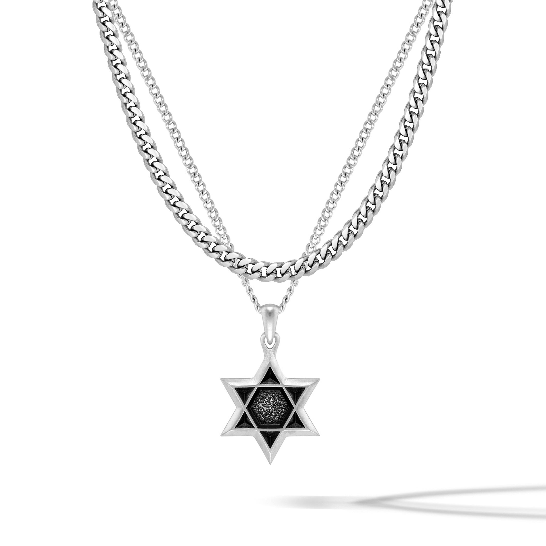  Star of David Pendant - Silver Set