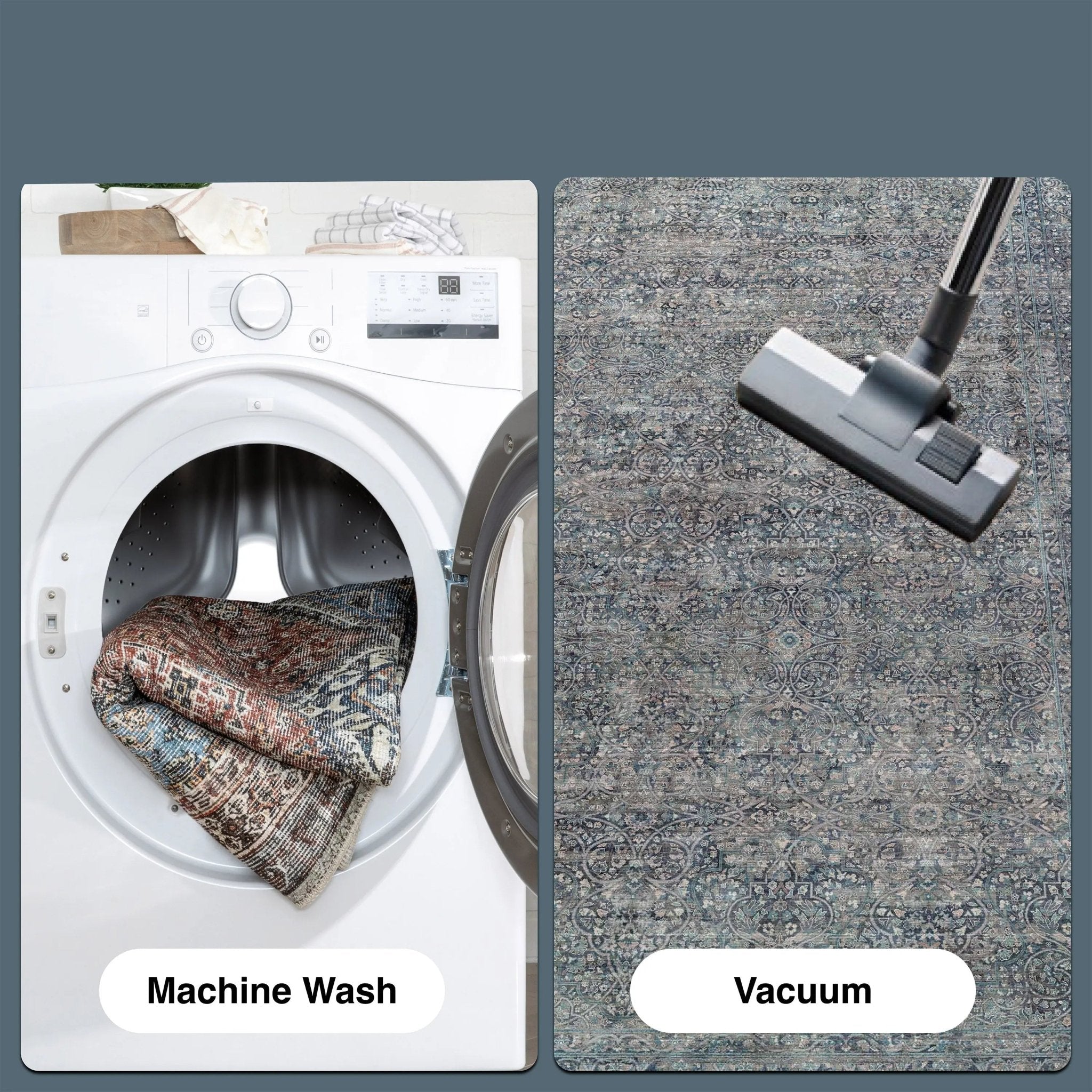 Juliette Vintage Persian Oriental Blue Flat-Weave Rug、mySite、gigharbornorthrealestate