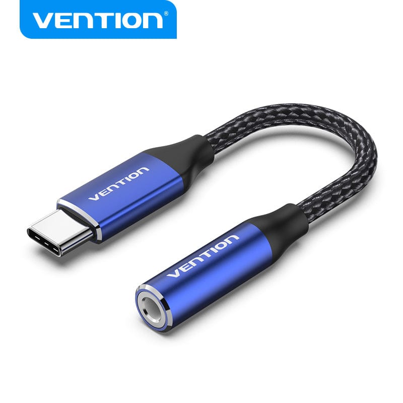Cotton Braided USB-C Male to 3.5mm Female Audio Cable(DAC) 0.1M Blue Aluminum Alloy Type、mySite、fannypackpong
