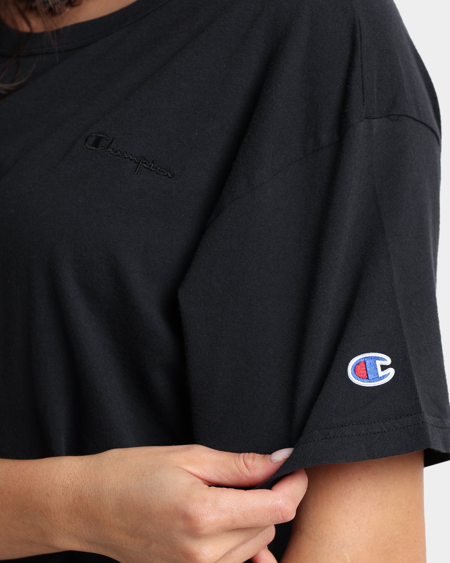 Champion Women's Vintage Dye Crop T-Shirt Black、mySite、zt4zffjzw