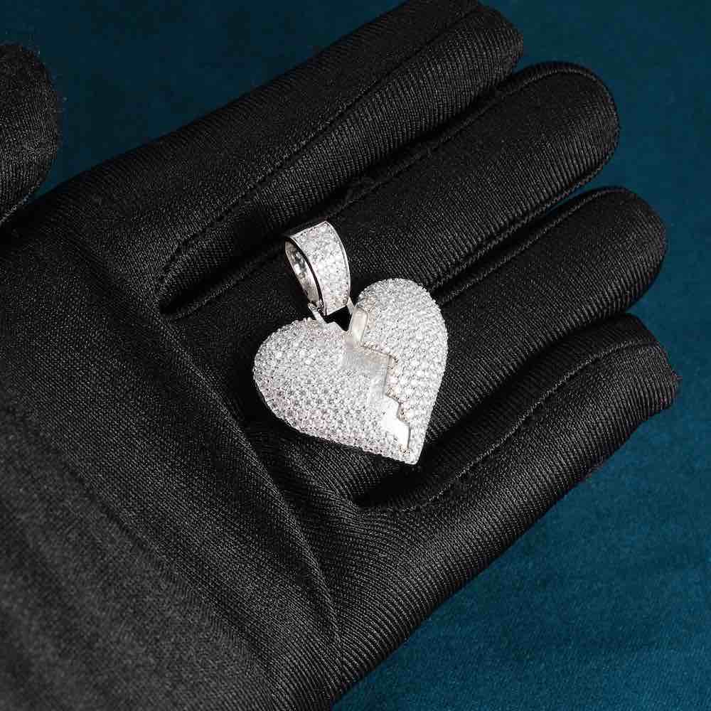 Moissanite Broken Heart Pendant 14K Gold、mySite、hinf8tx79