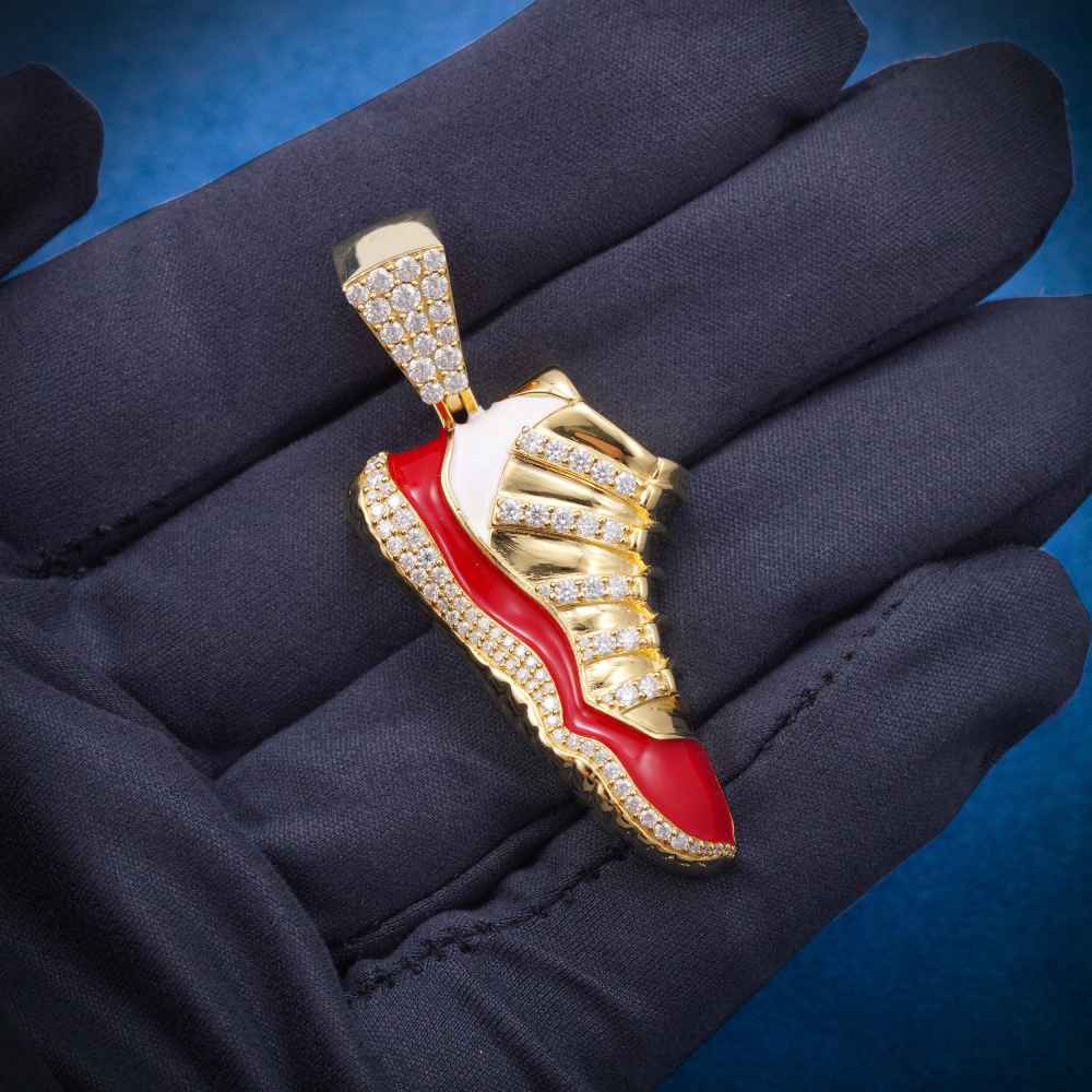 Moissanite Enamel Sneaker Pendant 14K Gold、mySite、hinf8tx79