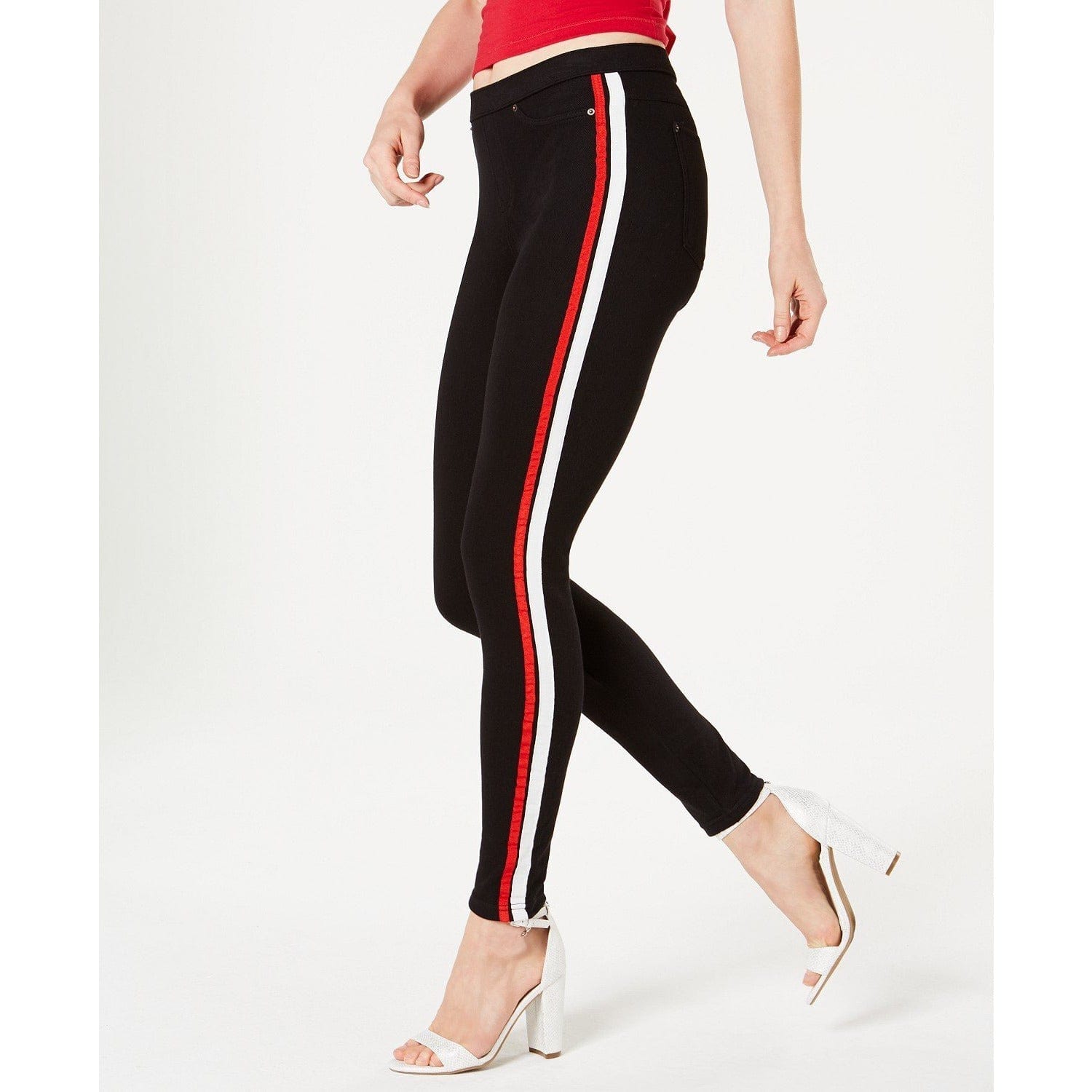 Hue Racer Stripe Denim Leggings-White,Black or Navy with Stripe!、mySite、g9winljtr