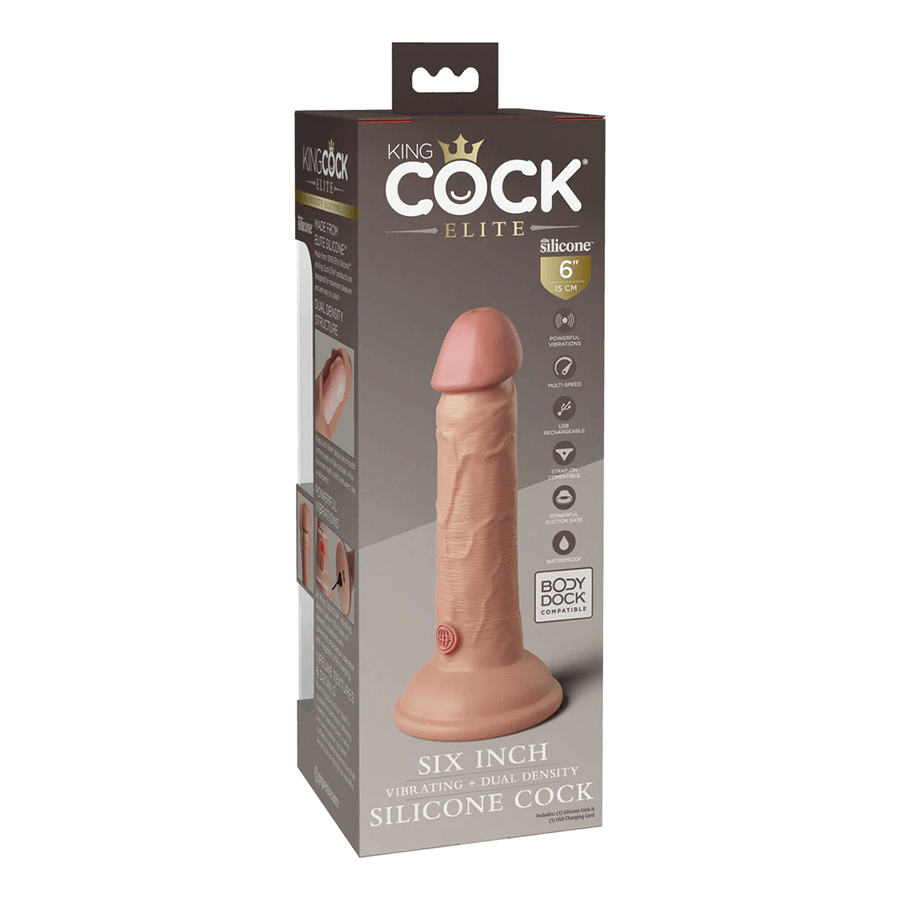 King Cock Elite 6 Inch Vibrating Silicone Dual Density Dong by Pipedream Products、mySite、bottomscart
