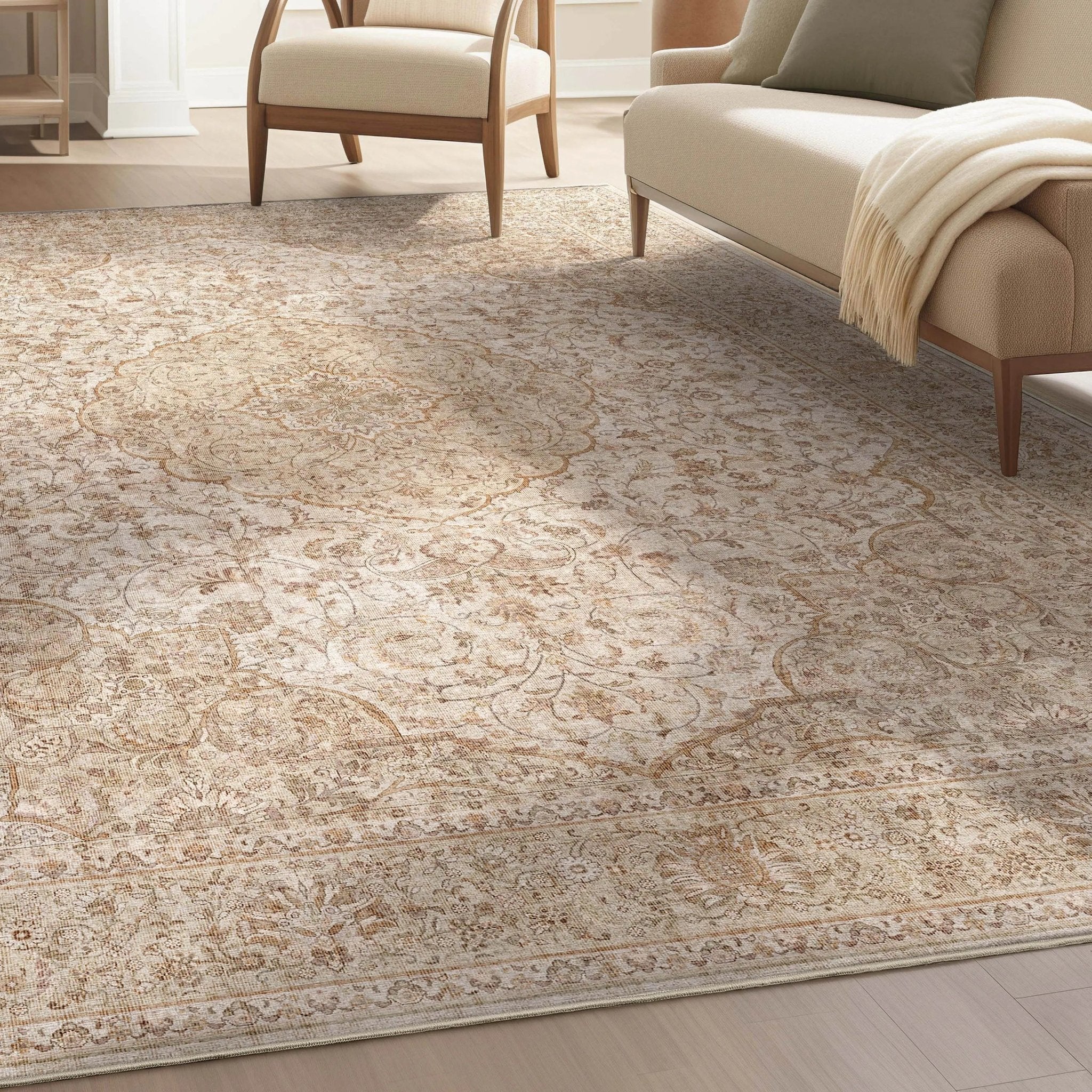 Asha 2-in-1 Odette Vintage Flat-Weave Rug + Rug Pad Included、mySite、gigharbornorthrealestate