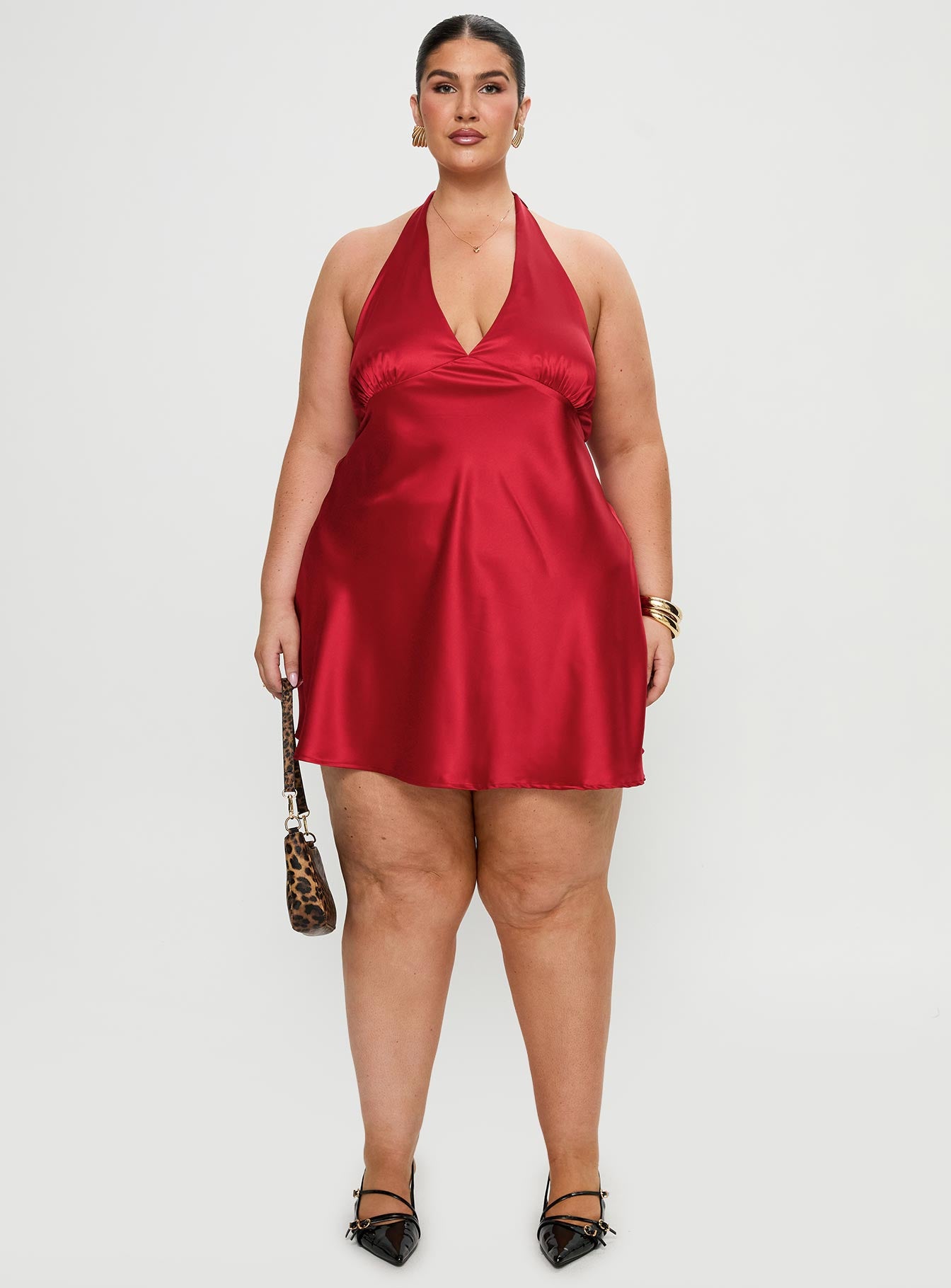 Pelagia Halter Scarf Tie Mini Dress Red Curve、mySite、solidvoid