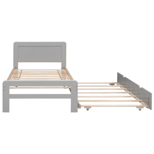 Modern Design Twin Size Platform Bed Frame with 2 Drawers for Grey Color、、xpatfood
