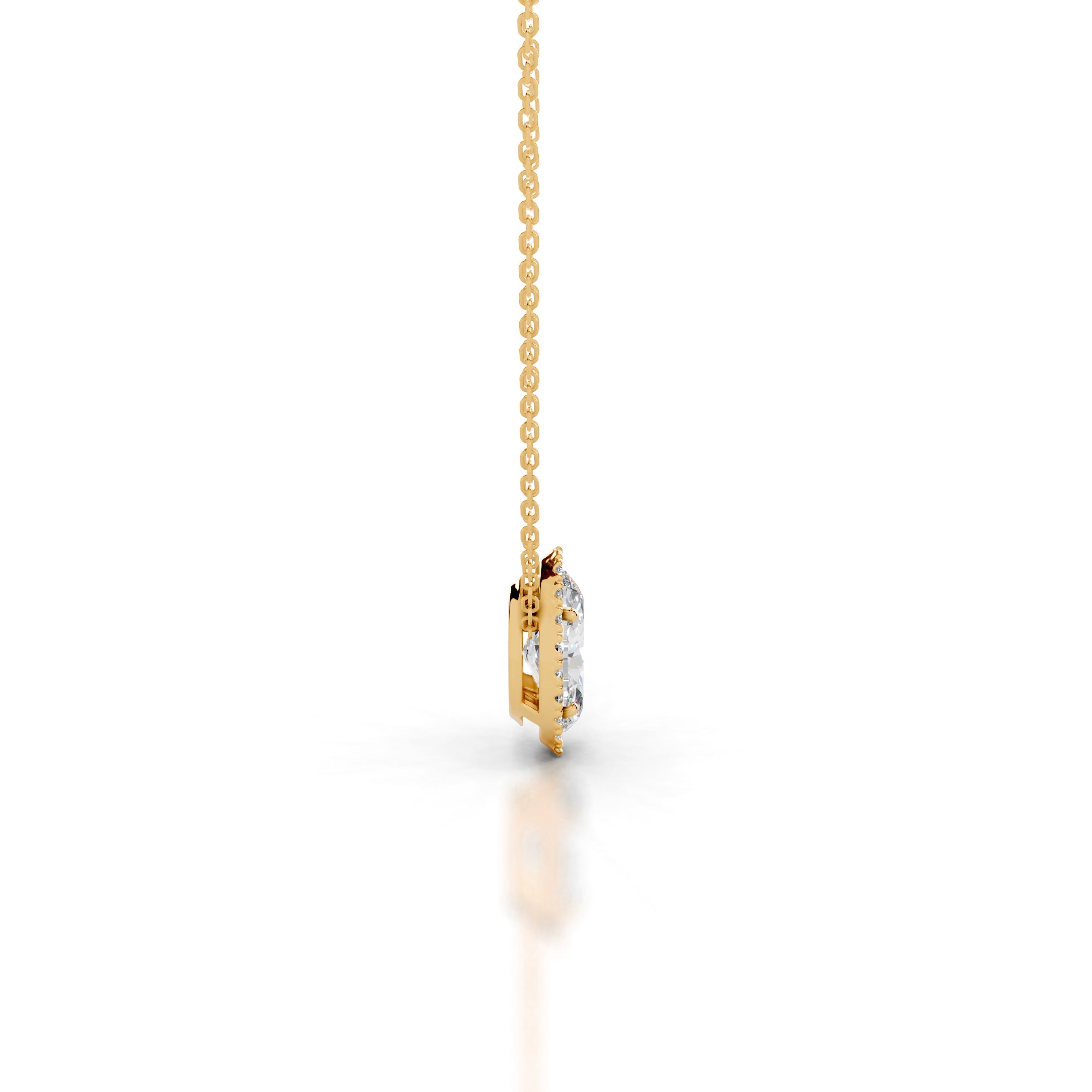 Manon Lab Grown Diamond Halo Pendant - 18K Yellow Gold、mySite、hinf8tx79