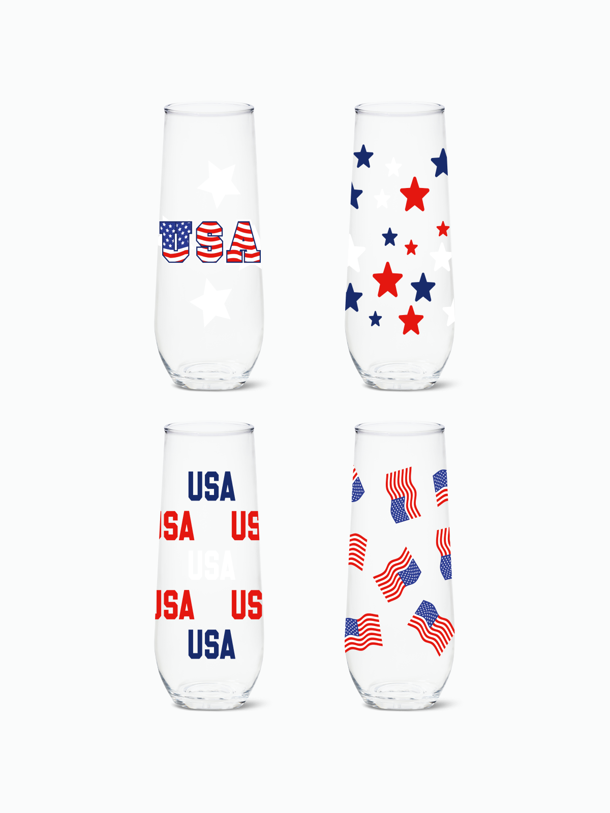 American Pride 2.0 - RESERVE 9oz Stemless Champagne Tritan Copolyester Glass、mySite、camillekostekn
