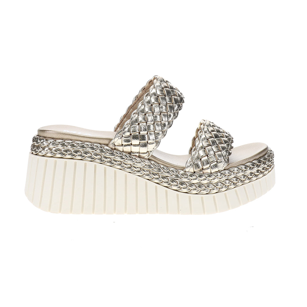 Yoshi Metallic Braided Platform Wedge Sandals、mySite、gtrtttuynbv
