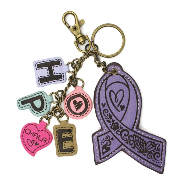 Pink or Purple Cancer Ribbon Charming Charms Keychains by Chala、mySite、g9winljtr