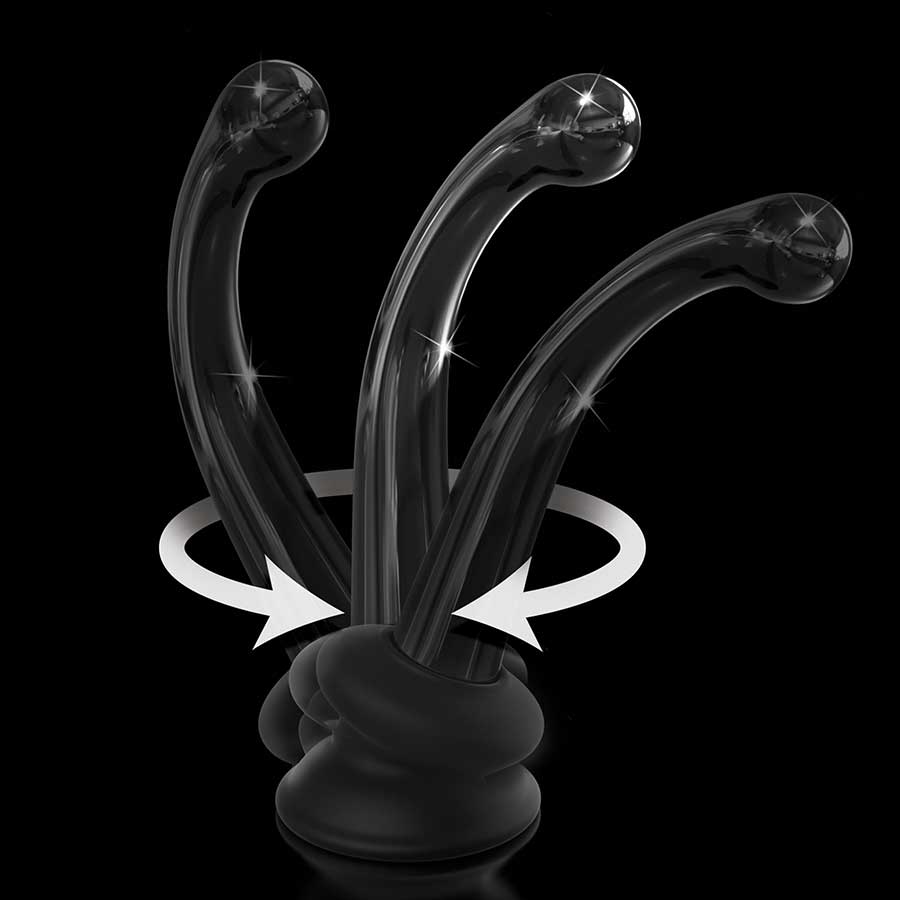 Icicles No. 87 Black Glass Suction Cup Dildo by Pipedream Products、mySite、bottomscart