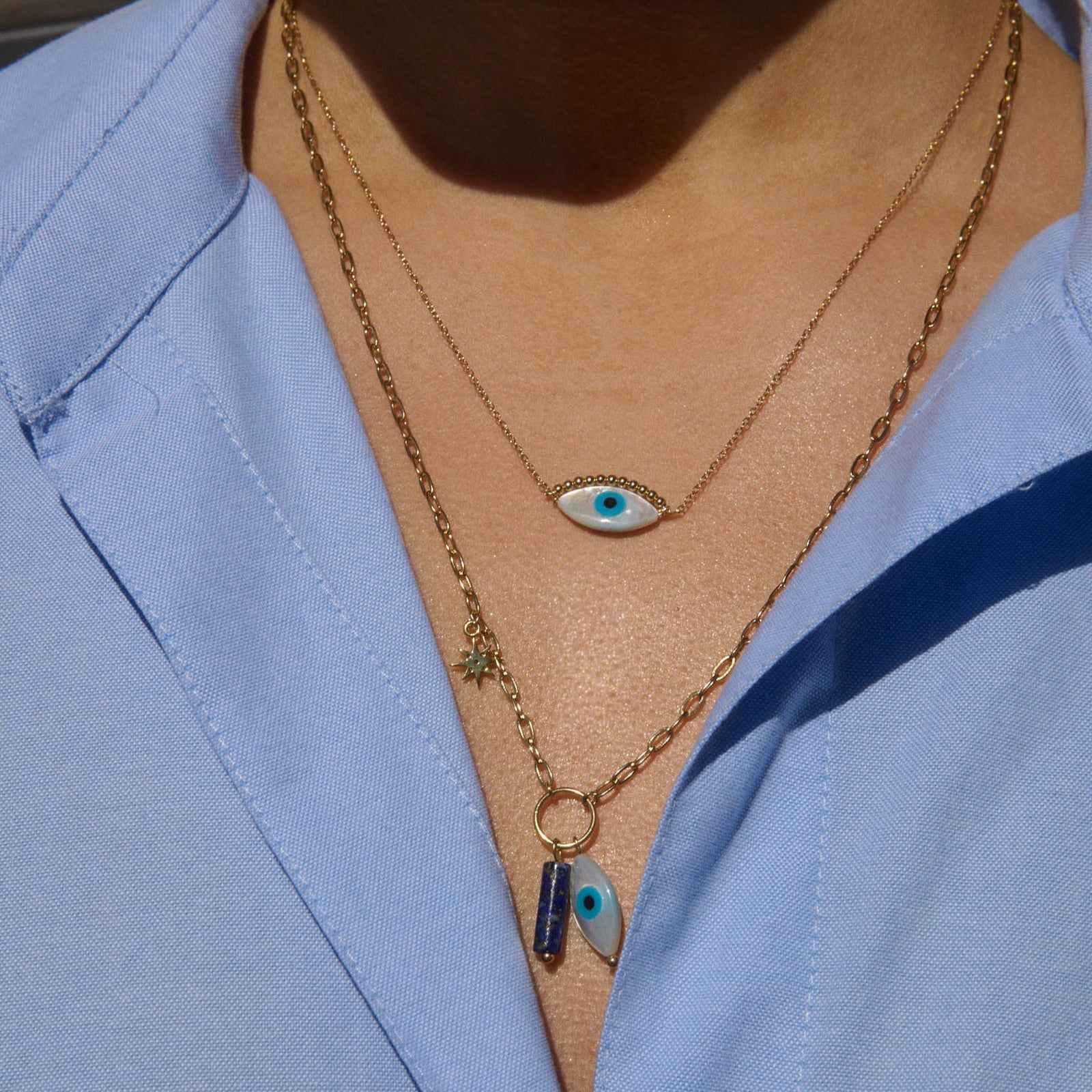 Gold Necklace: Evil Eye Charm、mySite、topwebapps