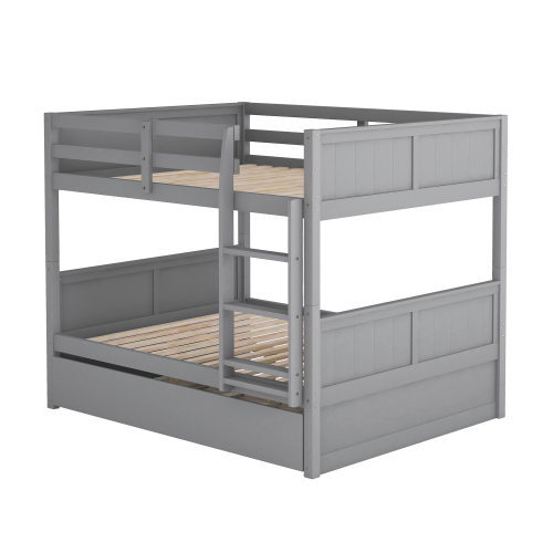 Full Over Full Bunk Bed with Twin Size Trundle, White ( old sku: LP000250AAK )、、casual