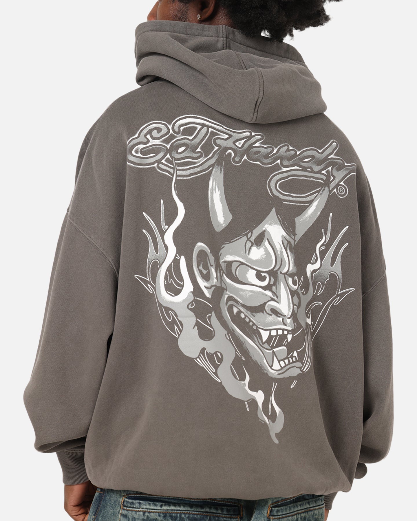 Ed Hardy Double Horns Hoodie Washed Charcoal、mySite、zt4zffjzw