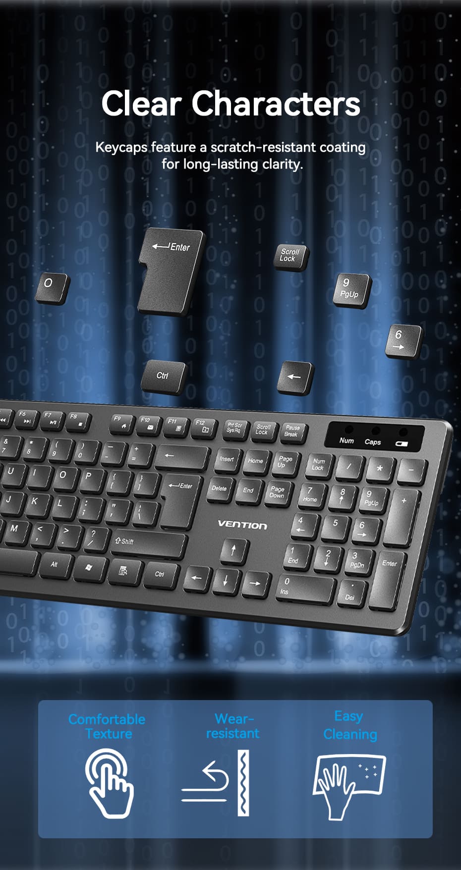 Wireless Full-Sized Keyboard and Mouse Combo with Mouse Pad Black Slim Type