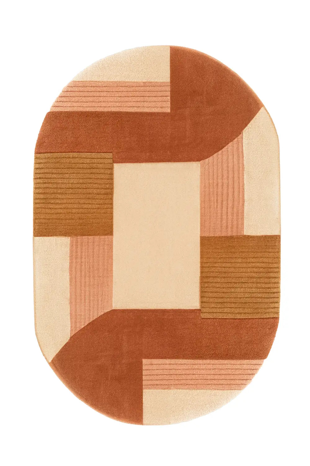 Neutral Mosaic Oval Hand Tufted Wool Rug、mySite、gigharbornorthrealestate