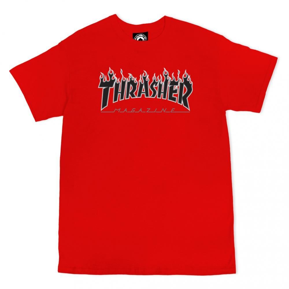  Thrasher Flame Logo T-Shirt - Red、mySite、merchandisen