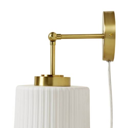 White Ceramic Wall Sconce with Adjustable Swing Arm Gold/White See below、、eastwooduniform