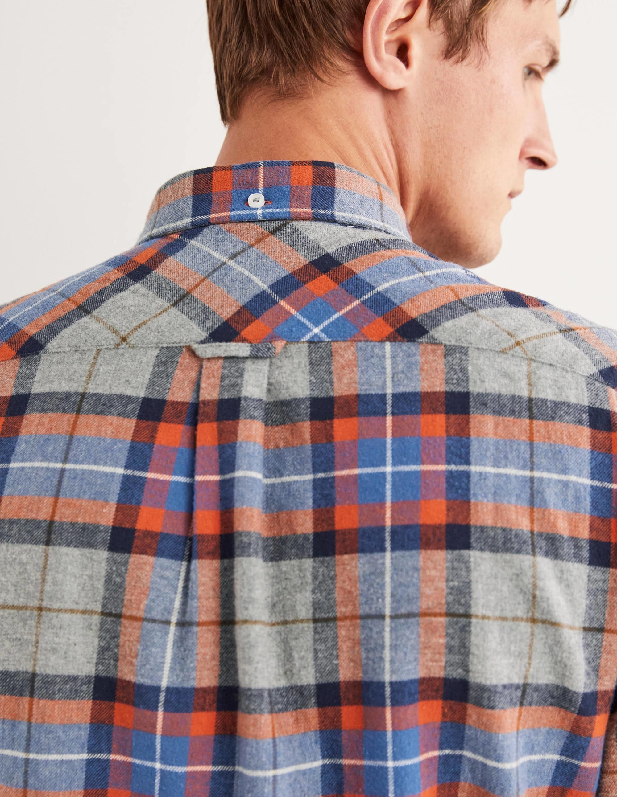  Brushed Flannel Shirt-Grey Marl/Orange Check、mySite、ashleygrahame