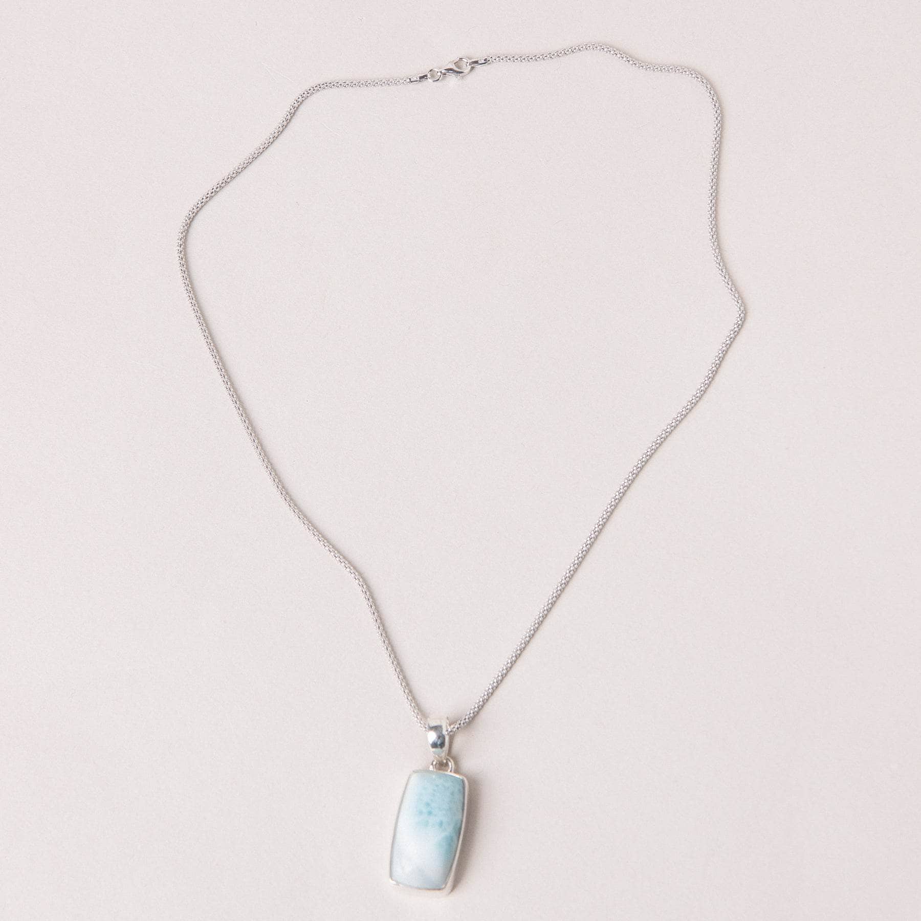 Rare Genuine Larimar Rectangle Pendant Necklace、mySite、hinf8tx79