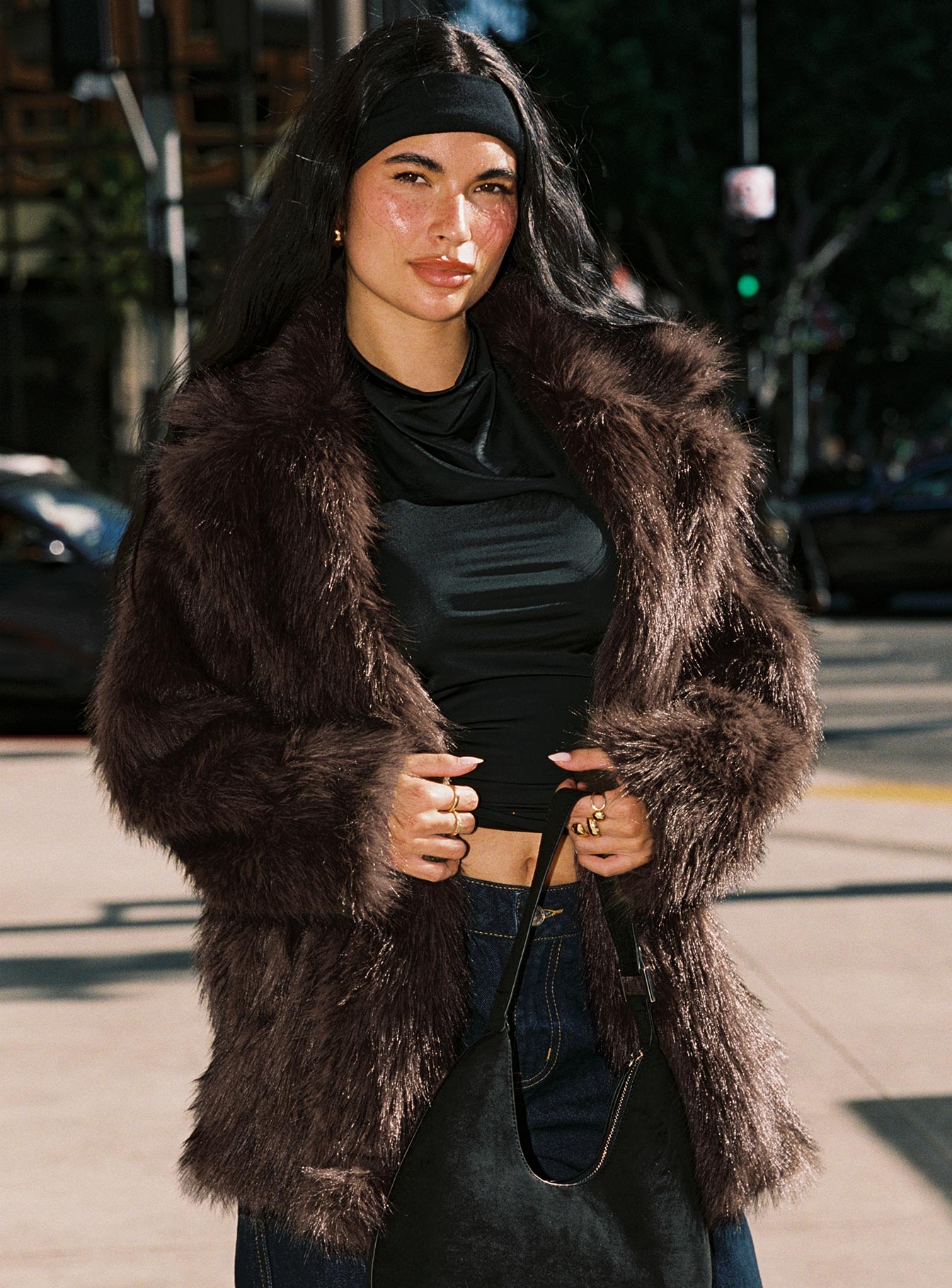 Super Trouper Faux Fur Jacket Brown、mySite、solidvoid