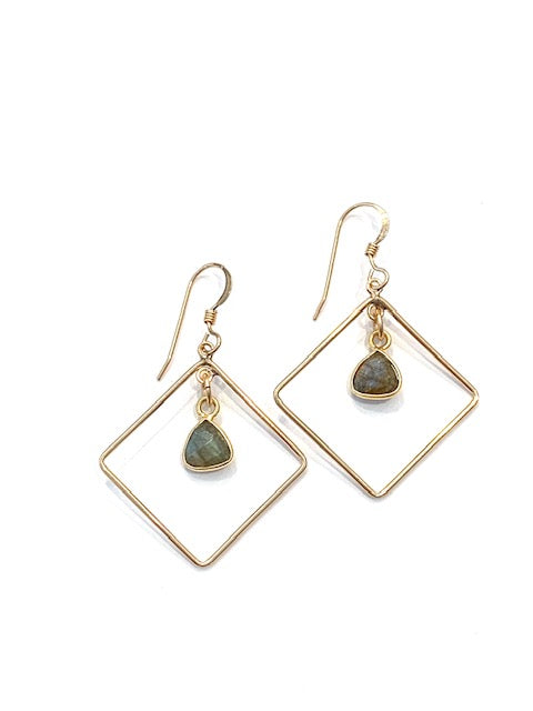 Erin Steele Jewelry Diamond Shaped Earrings w/ Labradorite Drops、mySite、noshort