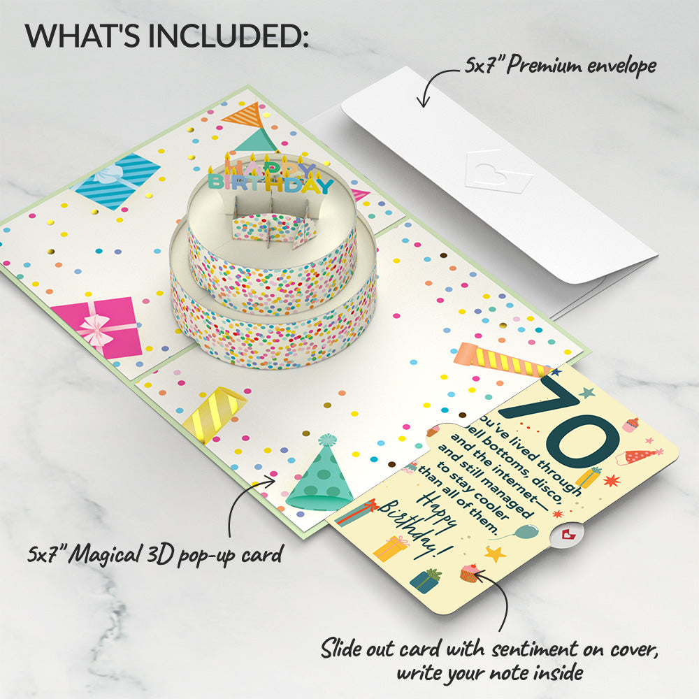 Sprinkles 70th Birthday Cake Pop-Up Card and Sentiment Set、mySite、solidvoid