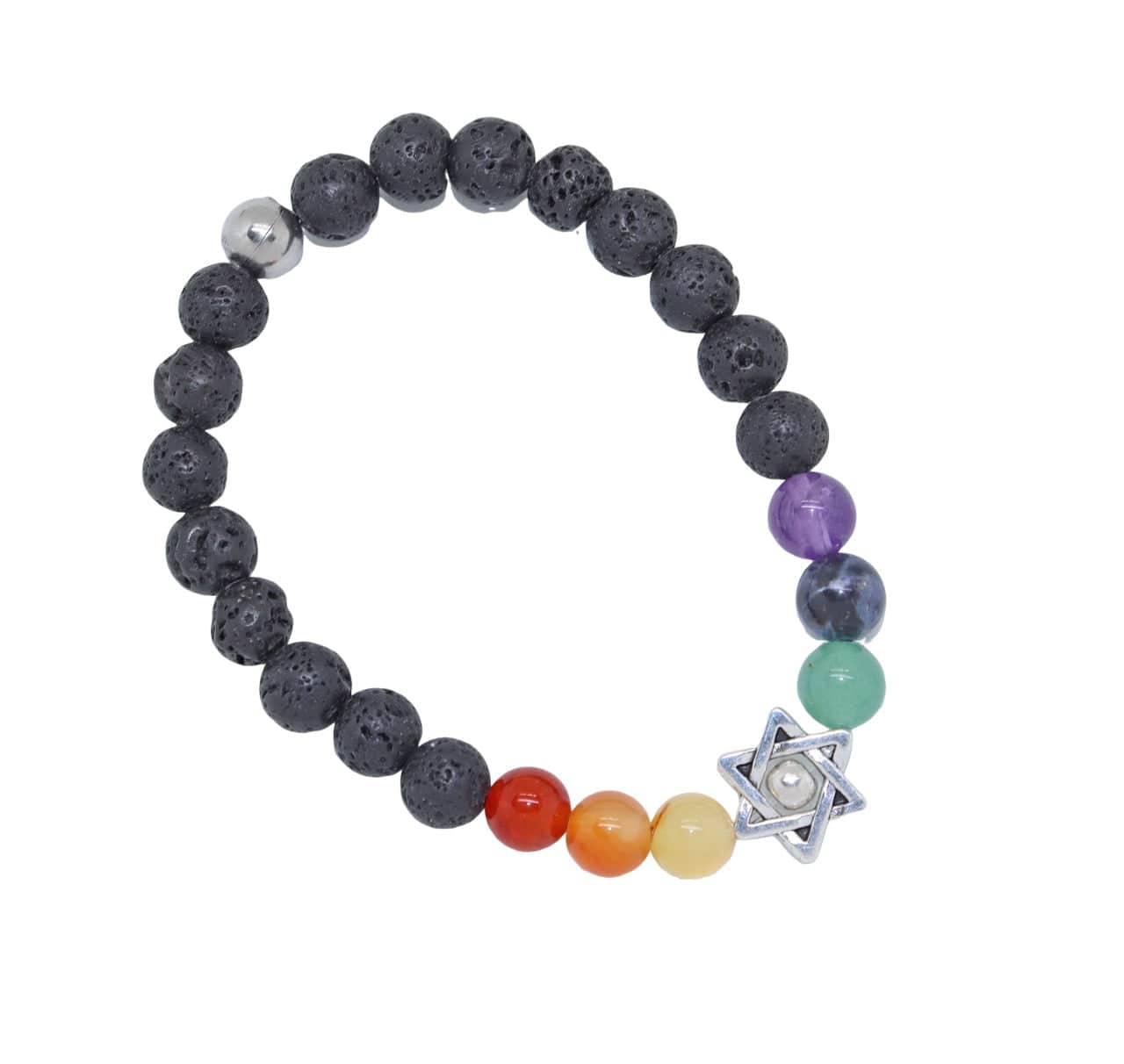 Rainbow Star of David Lava Stone Bracelet - 7 or 8、mySite、topwebapps