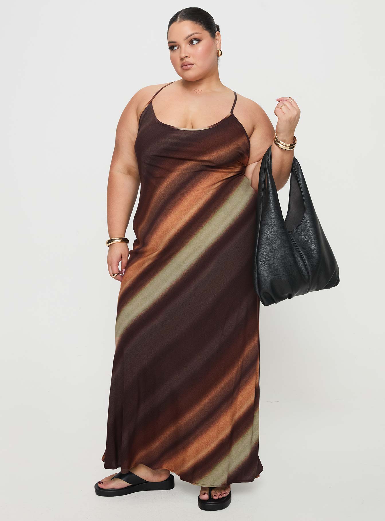 Otillie Maxi Dress Brown Multi Curve、mySite、solidvoid