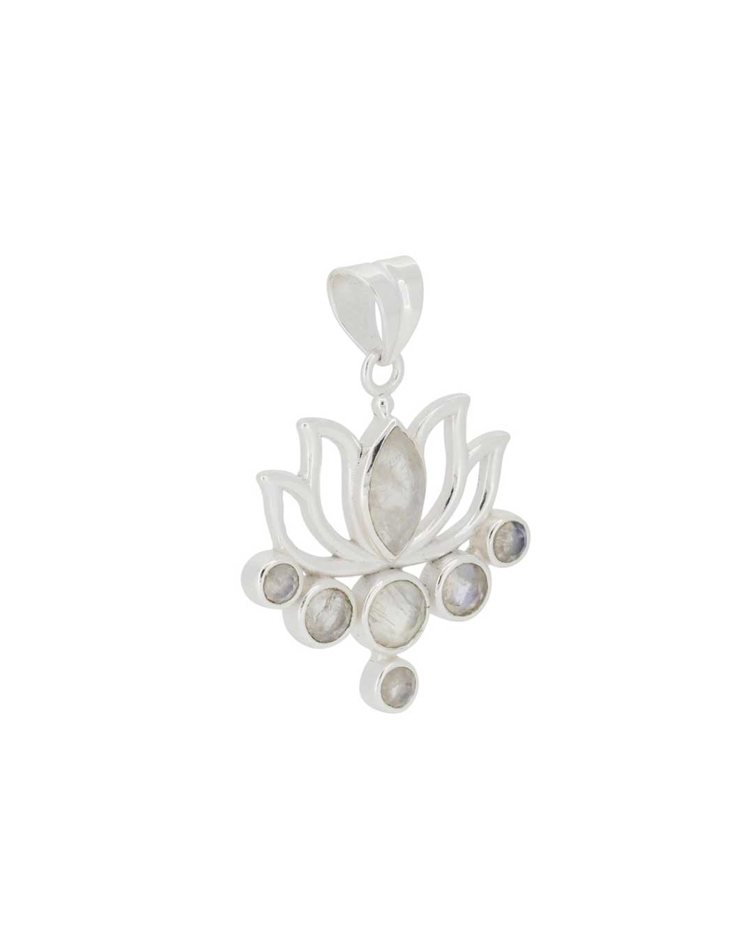 Moonstone Pendant in Lotus Design, Sterling Silver、mySite、topwebapps